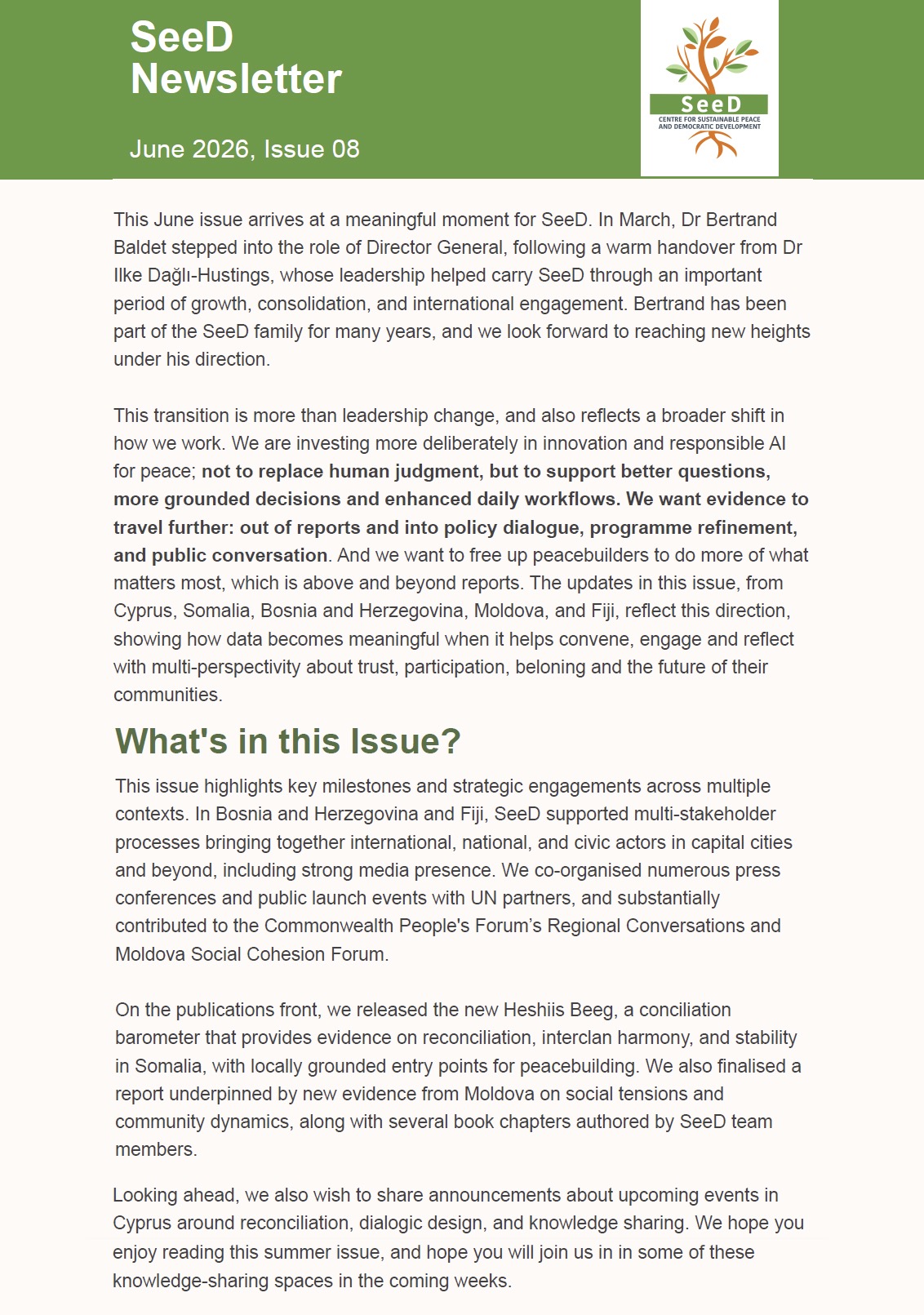 Cover of SeeD Newsletter Issue 08 June 2026